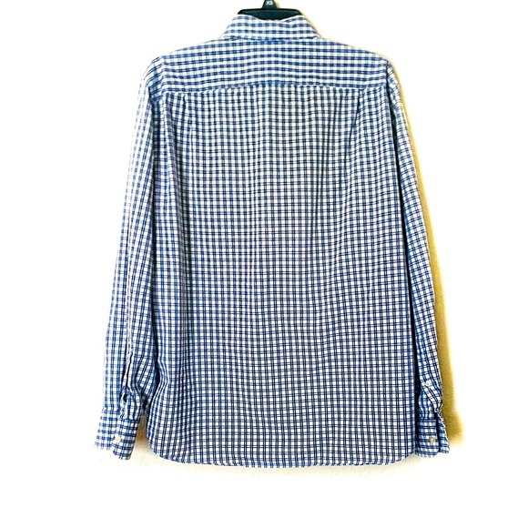 J. Crew Tailored Fit Long Sleeve Blue and White Shirt, Size Large - Picture 3 of 3